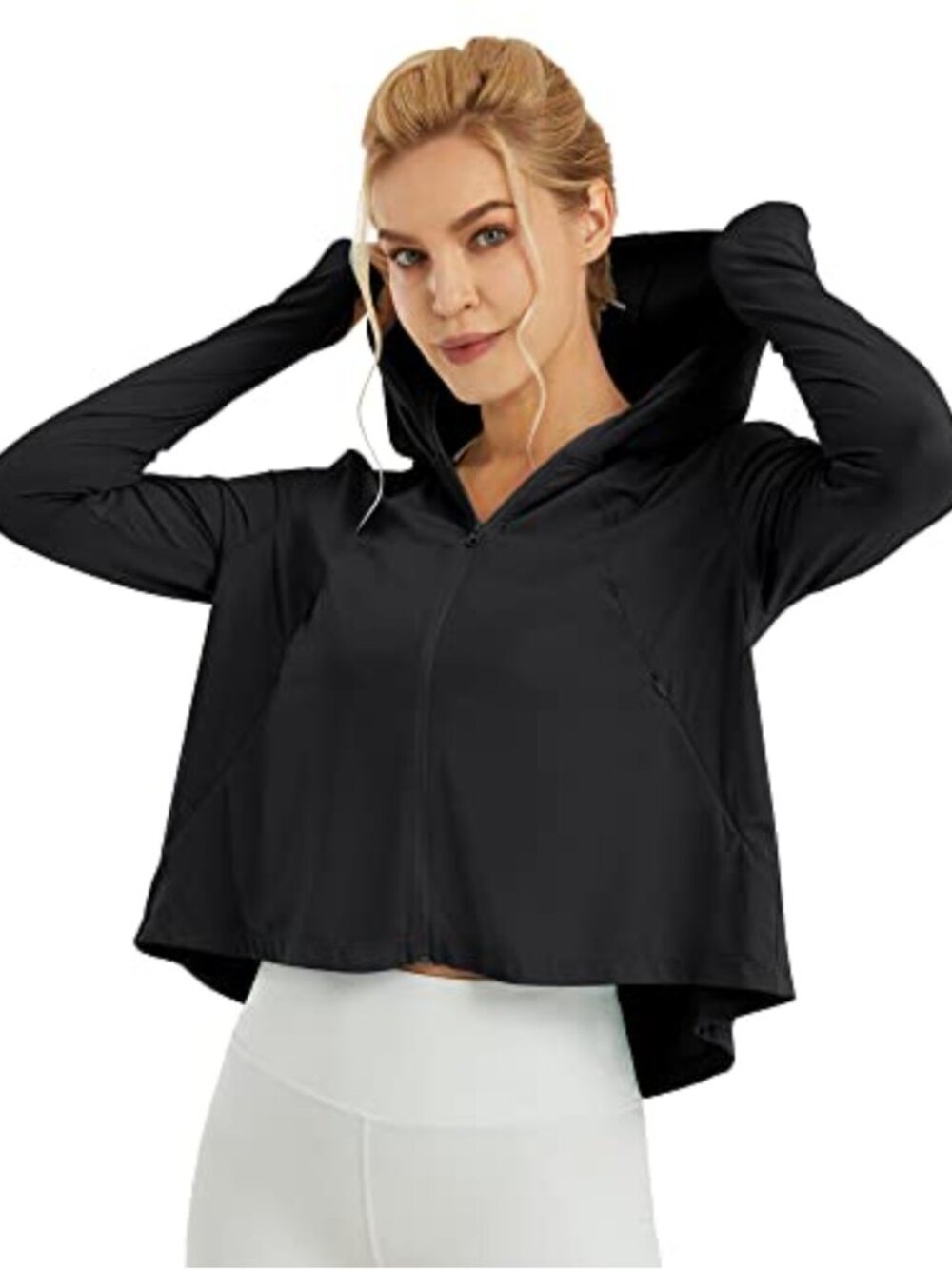UPF 50+ Women's Running Jacket Hooded Zip Pockets Quick Dry Lightweight